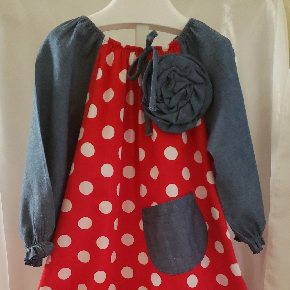 Denim Polka Dot Dress